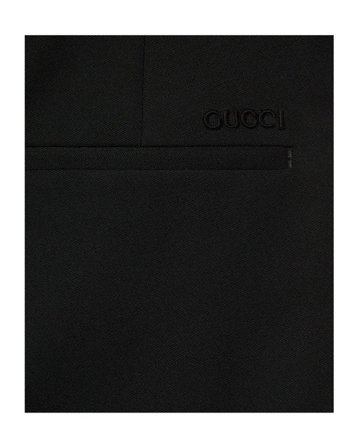 Gucci Black Embroidery Gabardine Pants for men