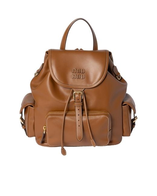 Miu Miu Brown Leather Backpack