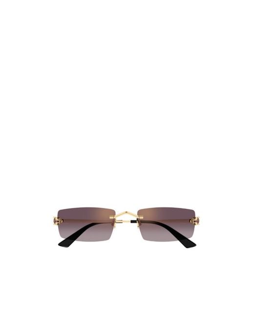 Cartier White Rimless Rectangular Sunglasses for men