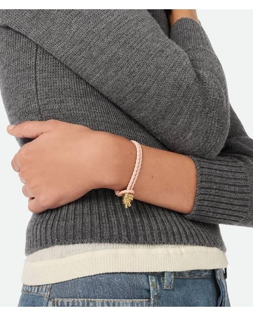 Bottega Veneta White Knot Detailed Braided Bracelet for men
