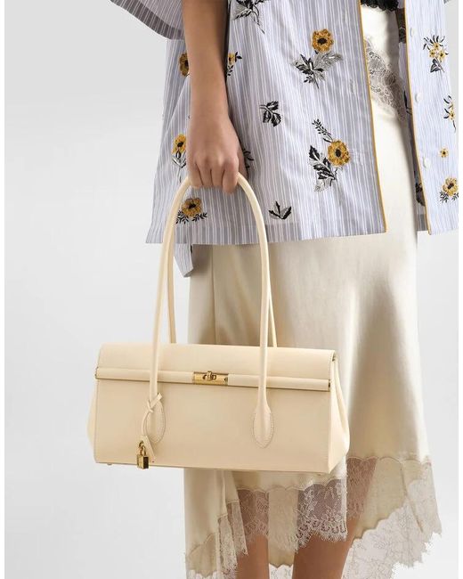 Dolce & Gabbana Natural Marlene Logo Stamp Handbag