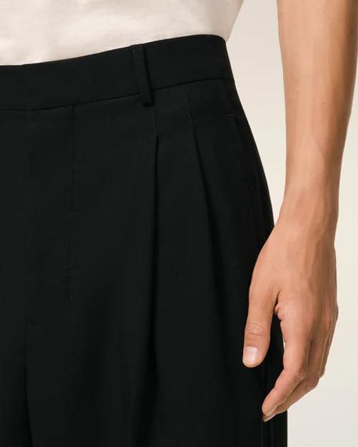 AMI Black Low Waist Wide Trousers for men