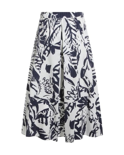 Antonelli White Printed Midi Skirt