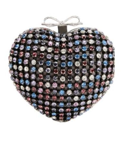 Self-Portrait Multicolor Embellished Heart Clutch Bag