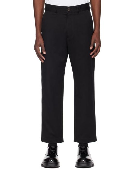 Studio Nicholson Black High-Waisted Cotton Trousers for men