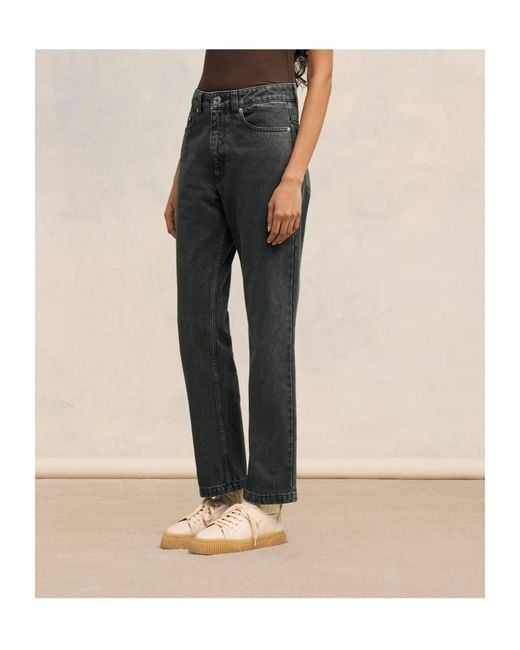 AMI Gray Logo Patch Jeans