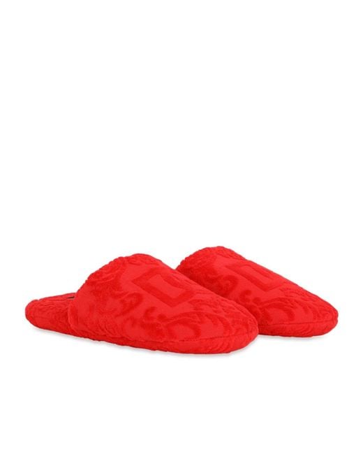 Dolce & Gabbana Red Logo Jacquard Slides for men