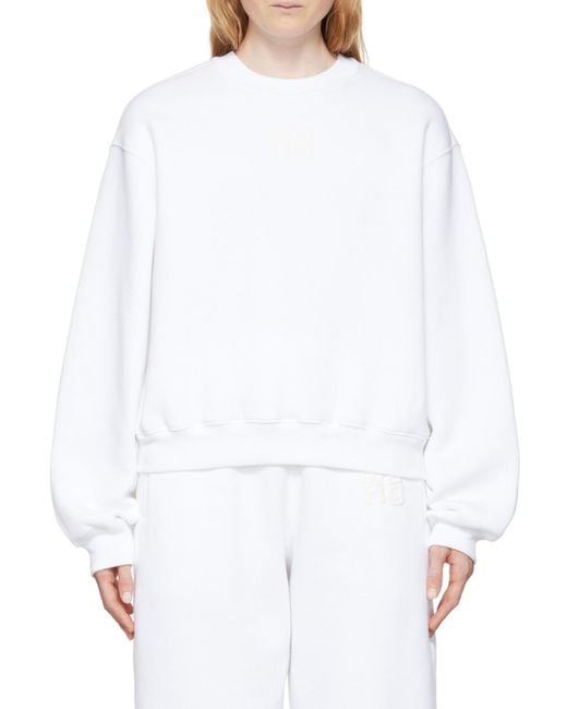 Alexander Wang White T By Logo Printed Crewneck Sweatshirt