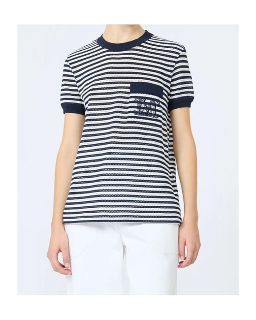 Max Mara Black Mesh Stripe T-Shirt