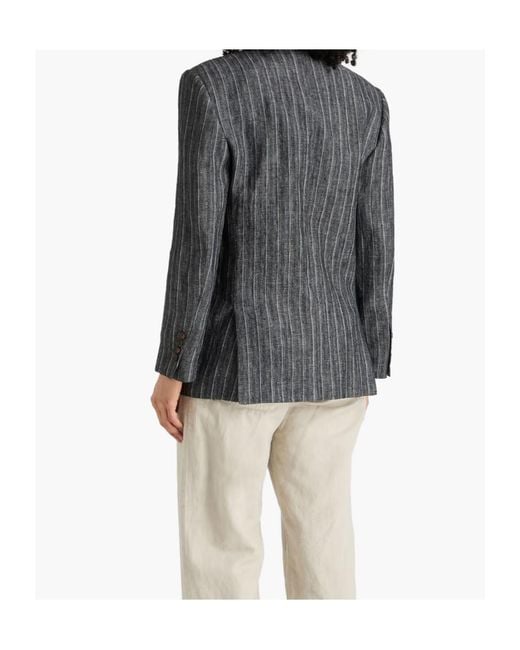 Brunello Cucinelli Gray Lapel Long-Sleeved Suit Jacket