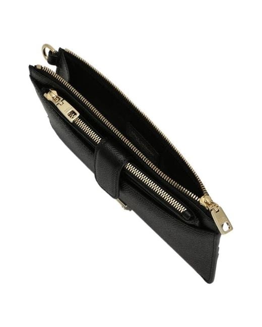 Dolce & Gabbana Black Dauphine Logo Plaque Card Holder