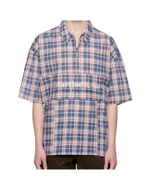 Martine Rose Blue Zip-Up Polo Shirt for men