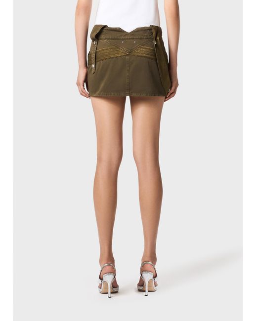 Blumarine Green Pocket-Detail Mini Denim Skirt