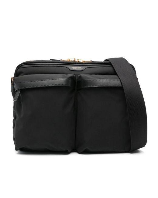 Tom Ford Black Large Utility Messenger Bag for men