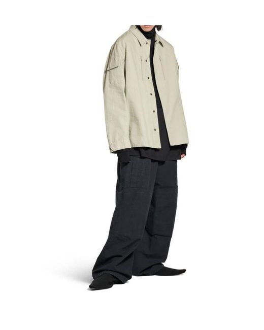 Balenciaga White Military Ripstop Shirt Jacket for men