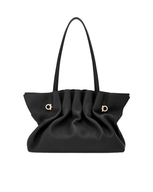 Ferragamo Black Ferragamo Soft Medium Shoulder Bag
