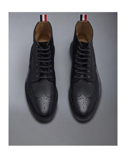 Thom Browne Black Brogue Lace-Up Boots