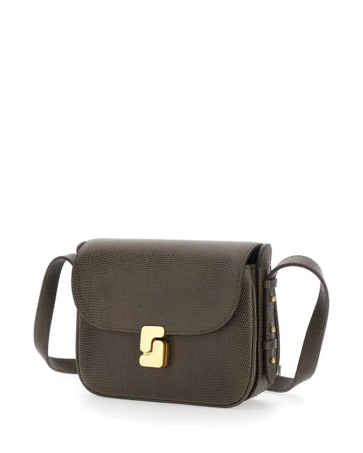 Soeur Gray Flap Shoulder Bag