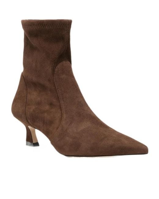 Stuart Weitzman Brown Pointed-Toe High-Heeled Ankle Boots