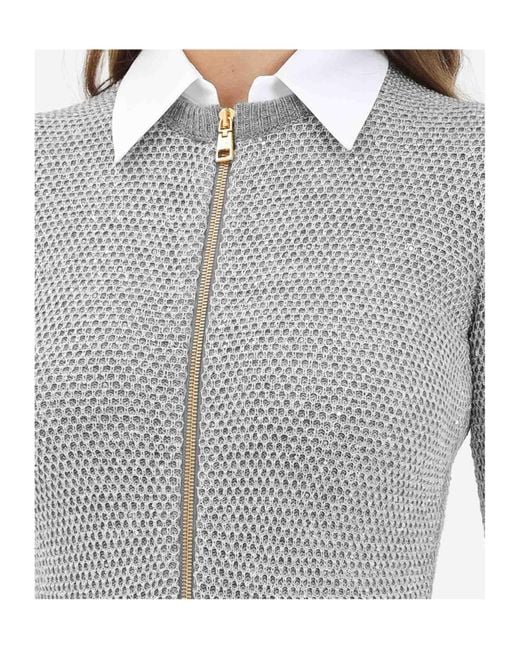 Elisabetta Franchi Gray Sequin-Embellished Knitted Jumpsuit