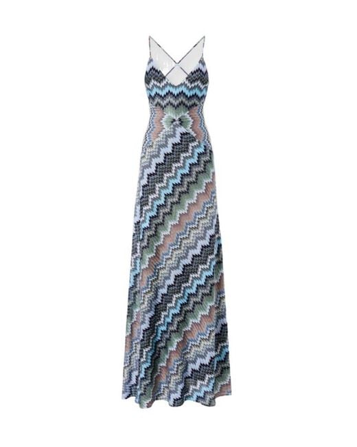 Missoni Blue All Over Zigzag Long Dress
