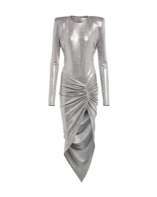 Alexandre Vauthier Gray Metallic Jersey Midi Dress