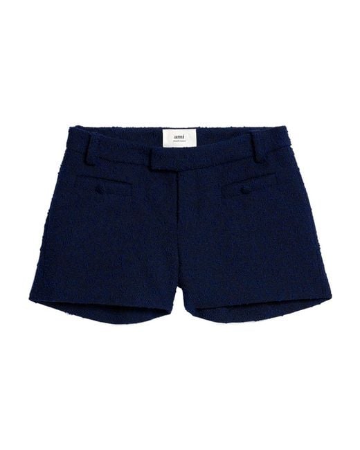 AMI Blue Tweed Tailored Shorts