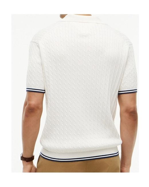 Tommy Hilfiger White Cable-Knit Polo Sweater for men