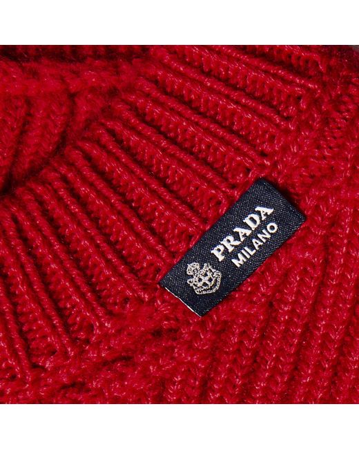 Prada Red Fitted Midsleeve Knit Top