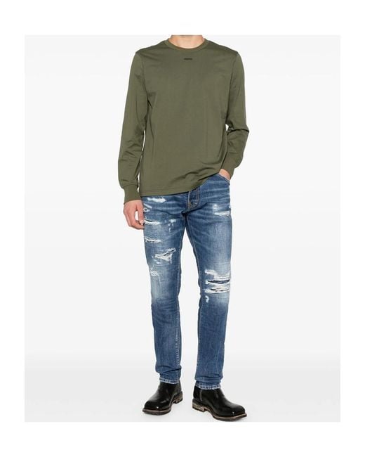 DSquared² Blue Logo Patch Teddy Distressed Jeans for men