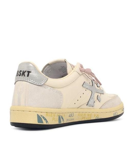 Premiata White 'Bskt Clay' Leather Sneakers