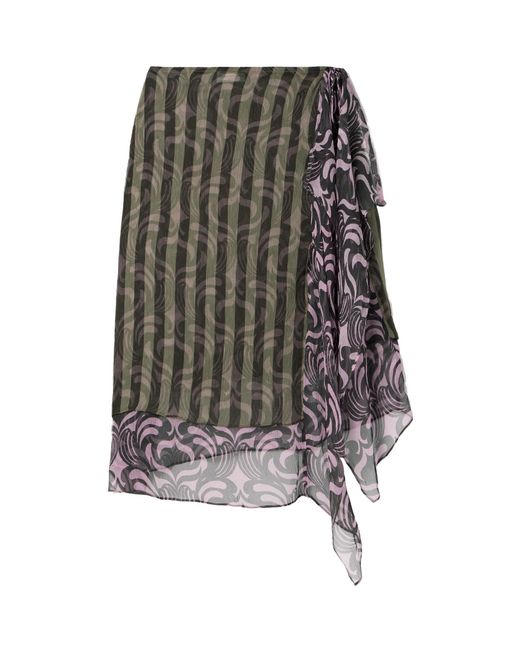 Dries Van Noten Women's Gray Pattern Skirt
