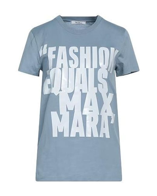 Max Mara Blue Solid Printed T-Shirt