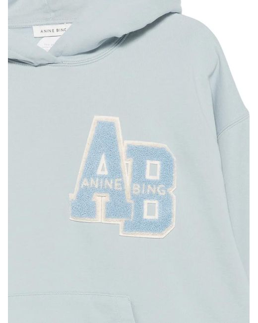 Anine Bing Blue Logo-Patch Hoodie