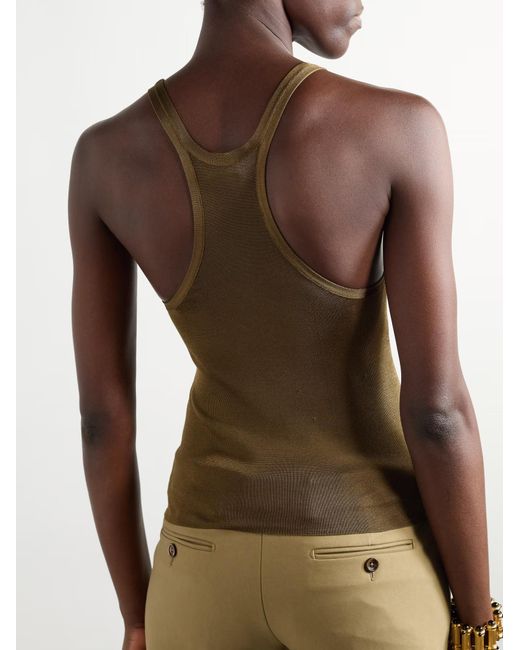 Tom Ford Green Logo-Plaque Knitted Top