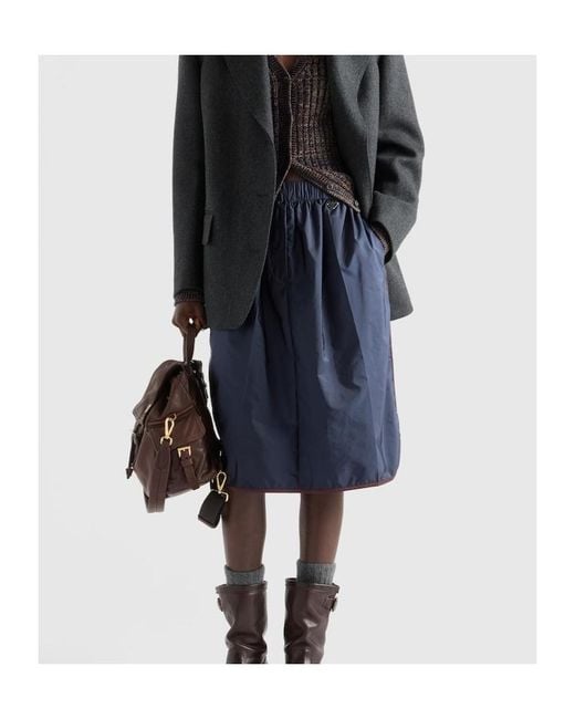 Prada Blue Re-Nylon Elasticated Waistband Skirt