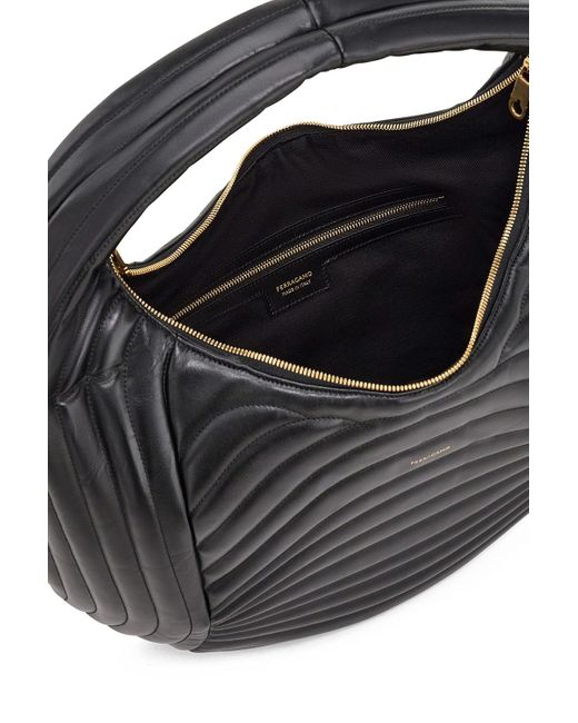 Ferragamo Black Large Quilted Shoulder Bag
