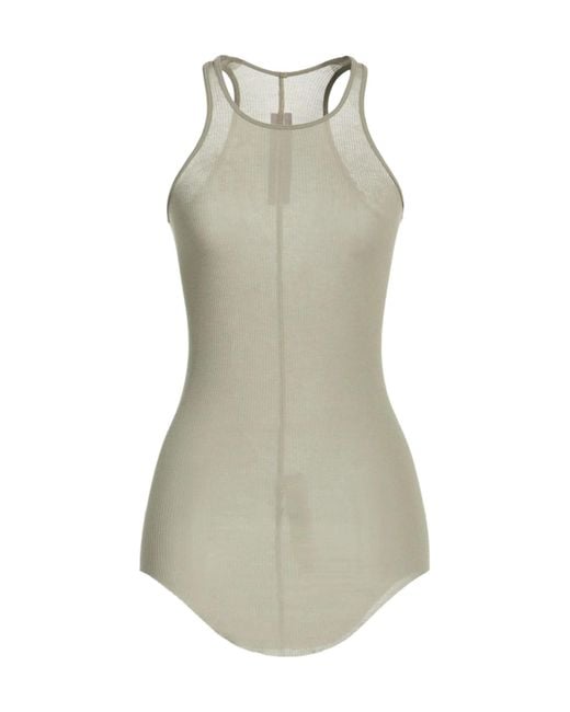 Rick Owens Gray Solid-Color Ribbed Sleeveless Vest