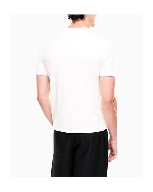 EA7 White Logo Patch Crewneck T-Shirt for men