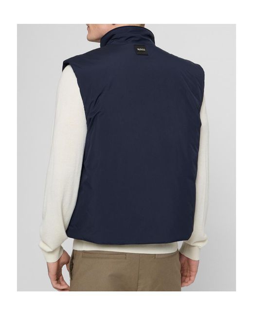 Boss Blue Stand-Collar Zippered Vest for men
