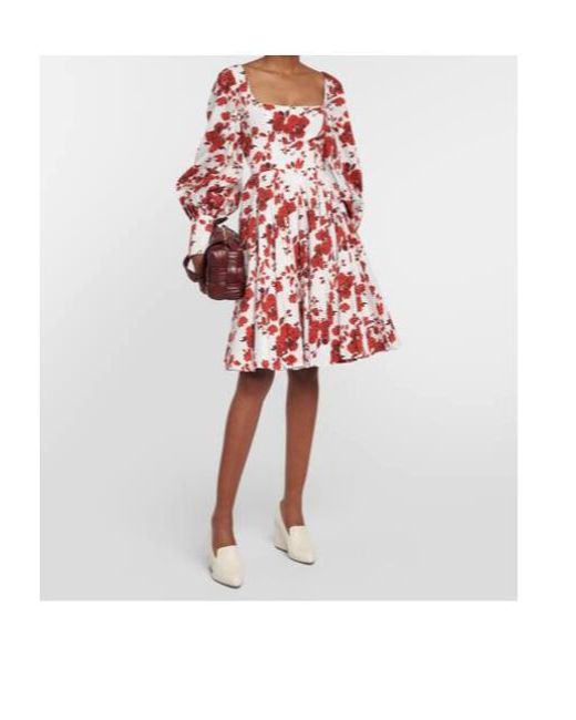 Emilia Wickstead Red Yasmina Floral Cotton Minidress
