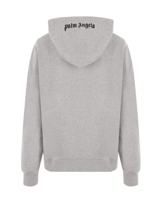 Palm Angels Gray Logo Embroidered Hoodie for men