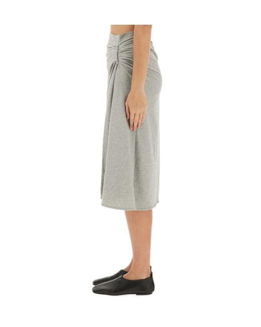 Dries Van Noten Gray Asymmetric Draped Midi Skirt
