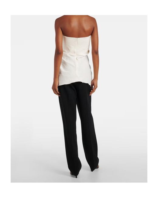 TOVE White Tuiren Draped Linen And Cotton-Blend Top