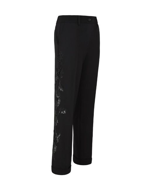P.A.R.O.S.H. Black Sequin Embellished Cropped Tailored Trousers
