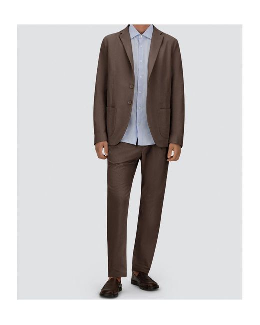 Herno Brown Seersucker Straight-Leg Trousers for men