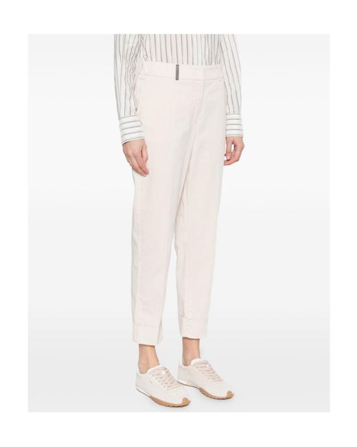 Peserico White Cuffed-Hem Trousers
