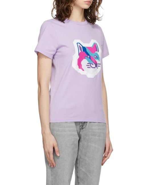 Maison Kitsuné Purple Pattern Printed T-Shirt