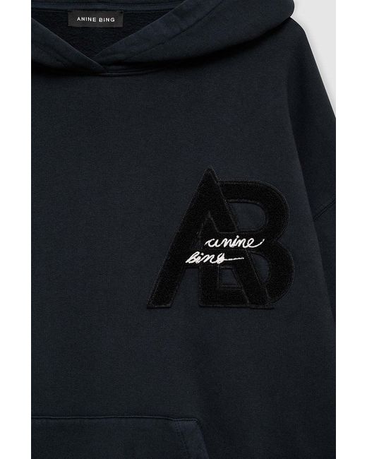 Anine Bing Blue The Jaci Logo-Appliqu Hoodie