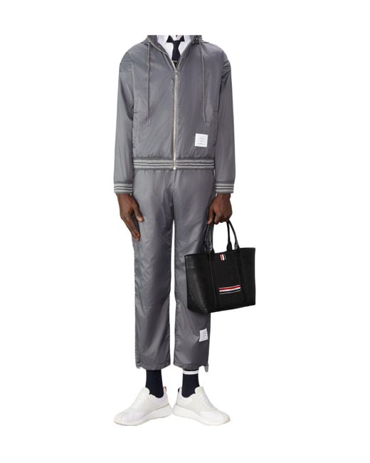 Thom Browne Gray Logo-Patch Ripstop Lightweight Jacket for men